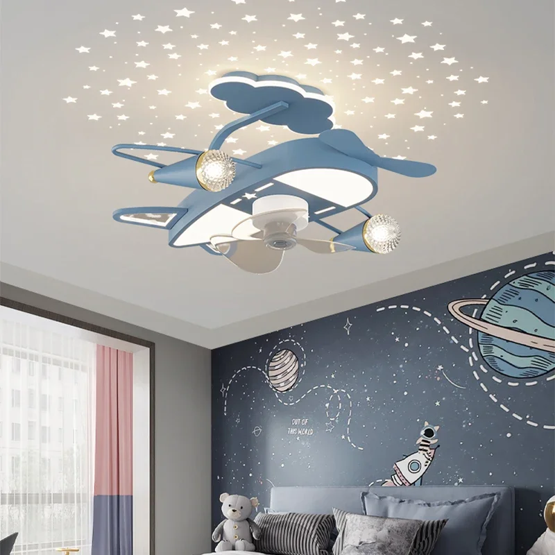 Imagem -03 - Avião Luzes para Quarto de Crianças Lustre de Teto Simples Moderno Criativo Home Quarto Fan Light Menino e Menina