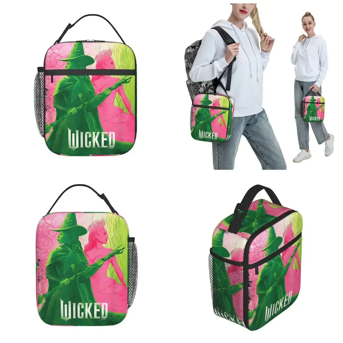 Wicked Elphaba & Glinda Tonal Insulated Lunch Bag Office Musical Movie Food Box Large Capacity Reusable Thermal Insulation Bag