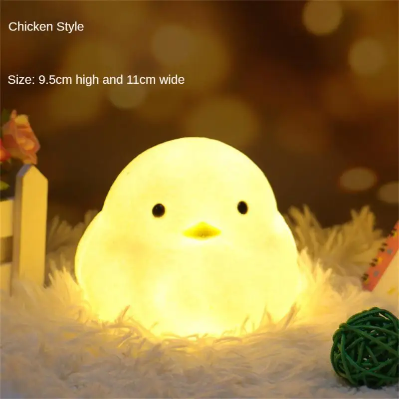 LED Night Light Cute Duck Cartoon Animals Silicone Lamp For Children Kid Touch Sensor Timing USB Rechargeable For Birthday Gifts