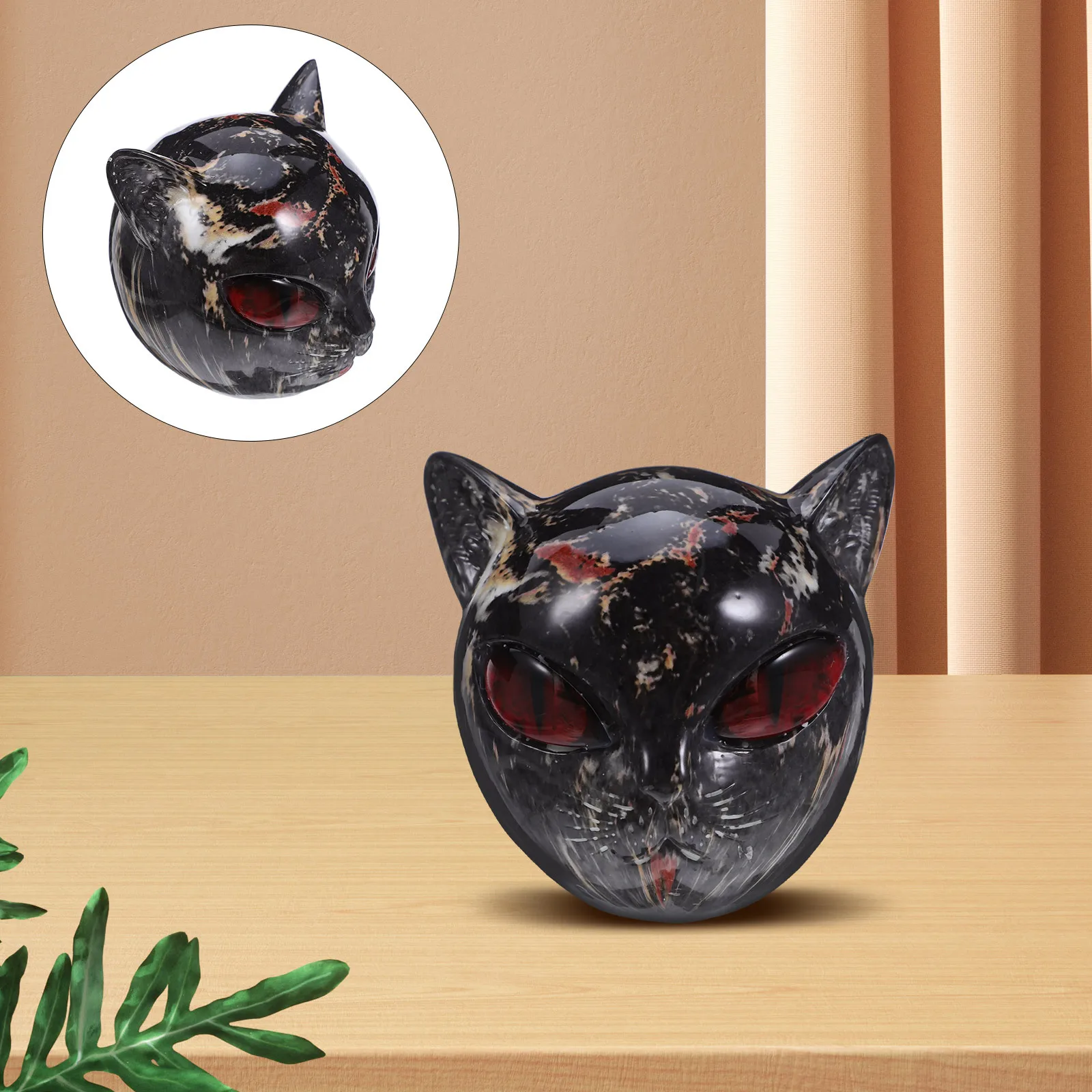 

Cat Resin Sculpture For Home Office Desk Decor Bookshelf Statue Small Cat Head Design Animal Ornament