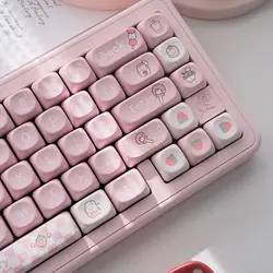 Pink Rabbit Keycap Moa Sublimation Cherry Pbt Cartoon Love Girl Creative Hand-Painted Mechanical Keyboard Keycap for Girl keycap