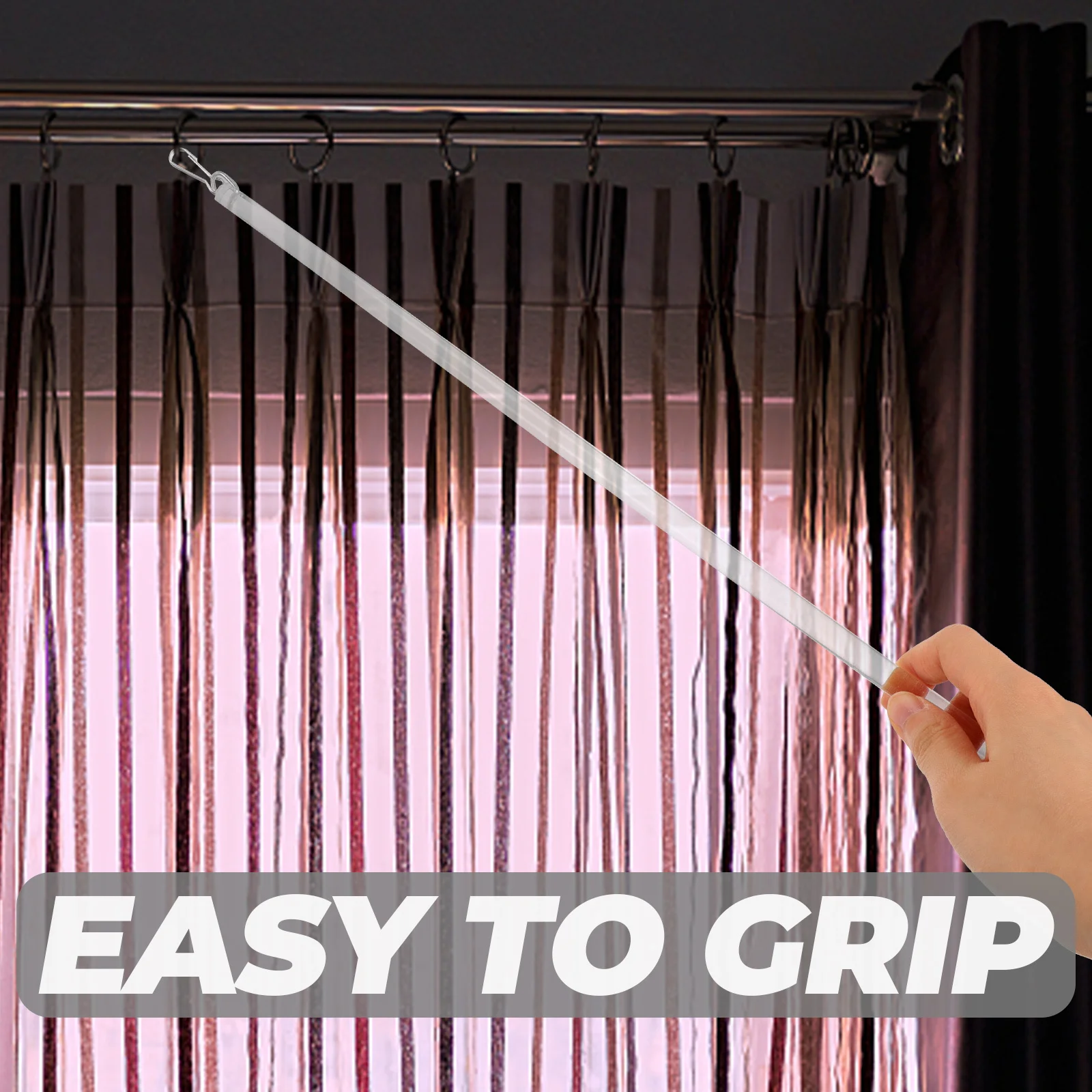 

Curtain Pull Wand Sturdy Rust Resistant Smooth Surface Manual Sliding Drapery Pull Rod for Curtains Blinds Window Opener Pole