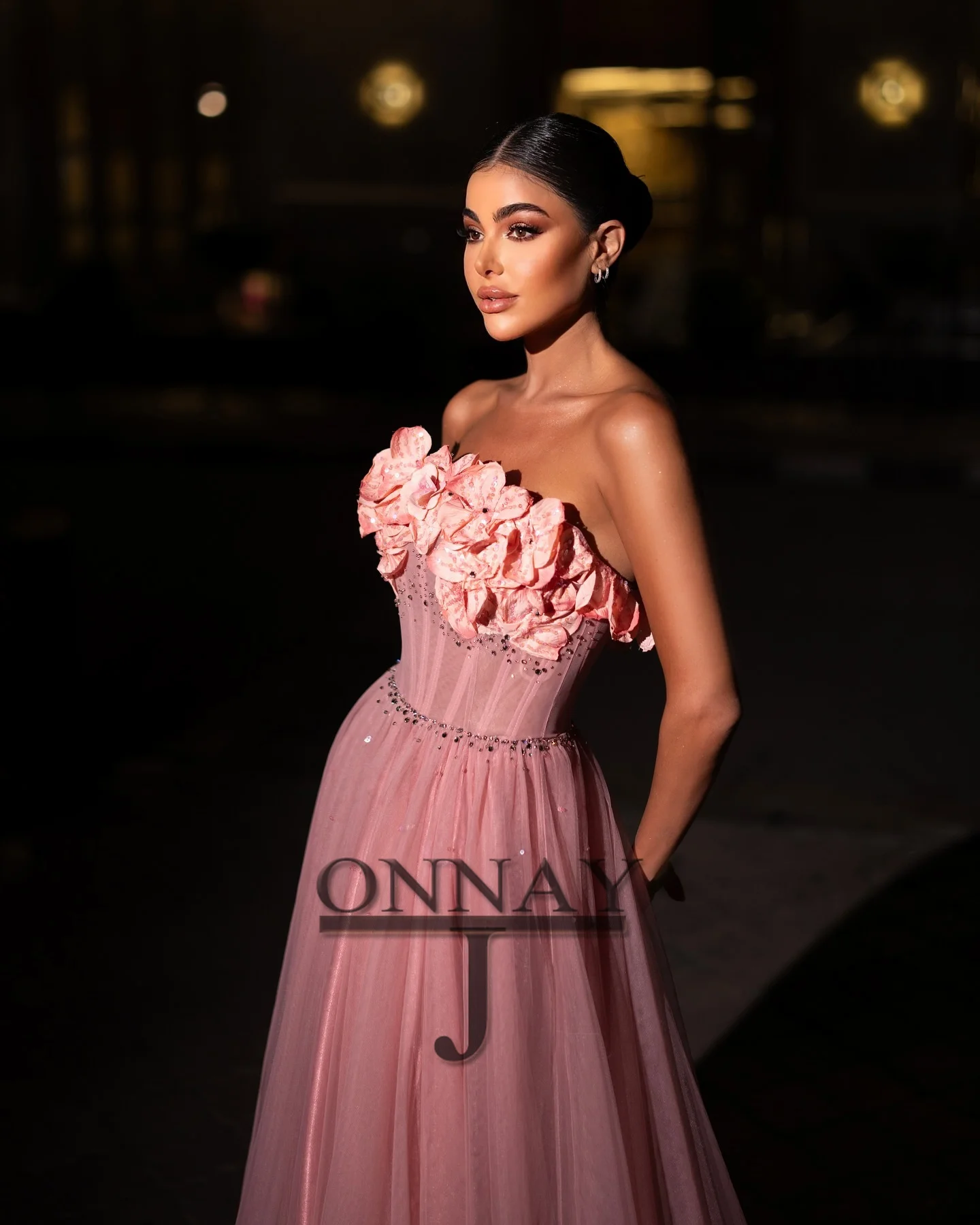 Customized Elegant 3D Flowers Graduation Dresses Long for Women Aline Tulle Dubai Saudi Arabric Bespoke Vestidos De Gala Corset