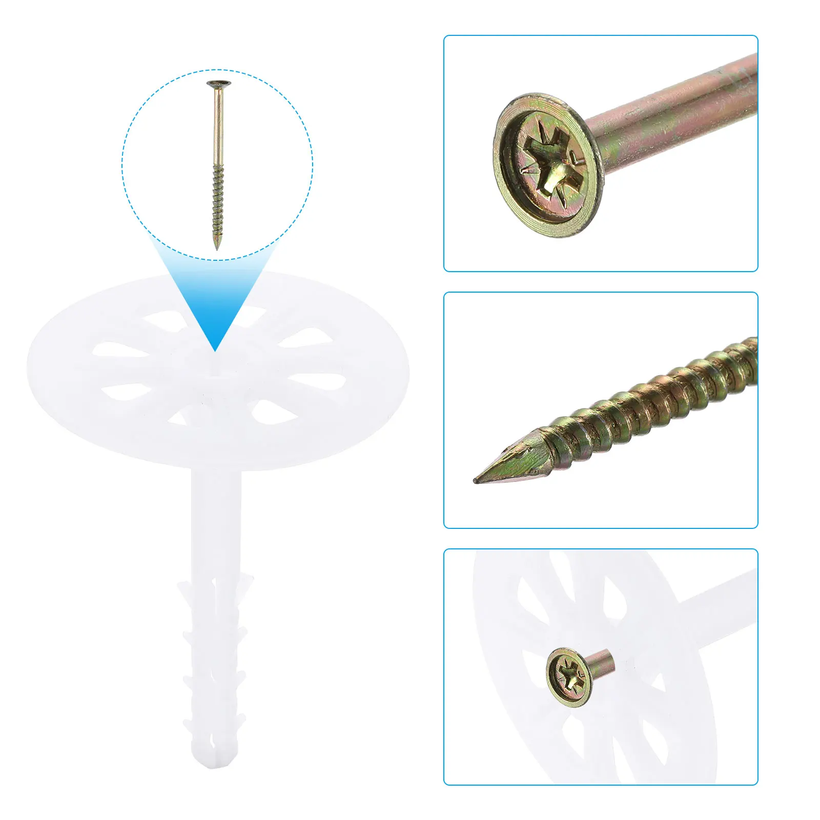 50 ชิ้น 82 มิลลิเมตร Perforated ฉนวนกันความร้อน Pins, ฉนวนเล็บปลั๊กผนังพลาสติกขยาย Bolt สําหรับยึดโฟมบอร์ดก่ออิฐ Wal