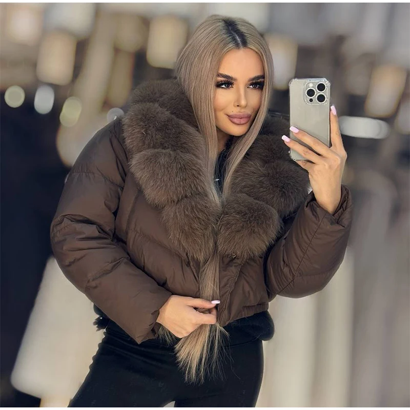 Warm Fur Collar Cotton Coats Women's Green Lapel Zipper Full Sleeve Padded Jacket Overcoat 2026 Winter New Lady Loose Streetwear