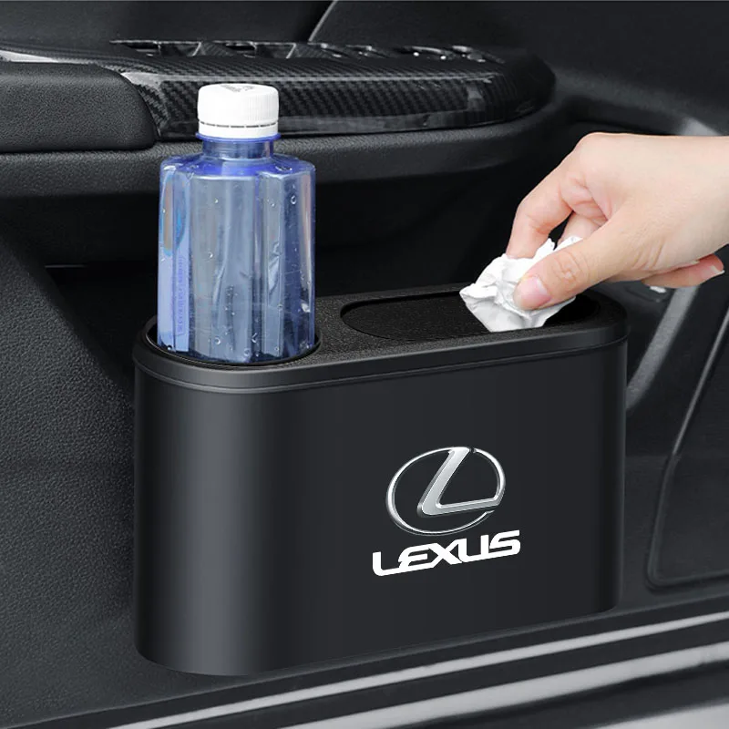 

Car Sticker Car Door Organizer Trash Can With Water Bottle Holder Trash Bin For Lexus CT200H IS250 RX300 RX350 RX450H GX460 GX47
