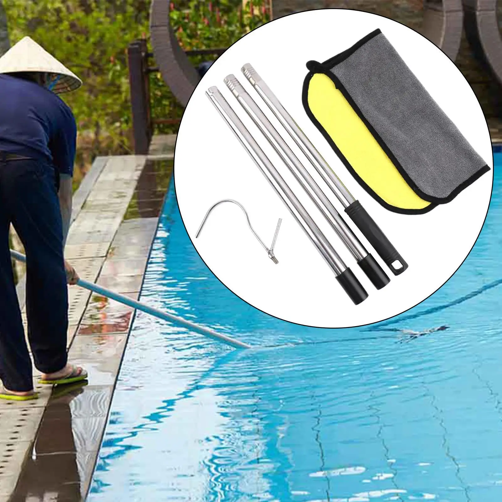 

Pool Vacuum Hook Robotic Pool Cleaner Stainless Steel Hooks Quick-Release Cleaning Tools Hanger For Skimming Grabbing Debris