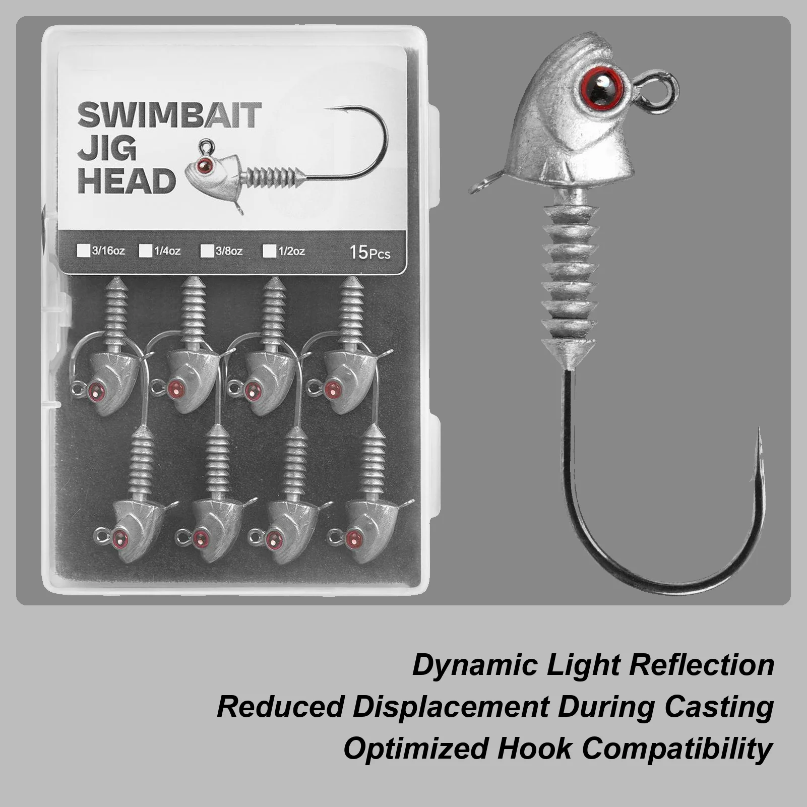 

Jig Heads Saltwater 15 Pieces Catfish Hooks Weighted Non-Slip Swimbait Hooks For Offshore Trolling Walleye Crappie Freshwater