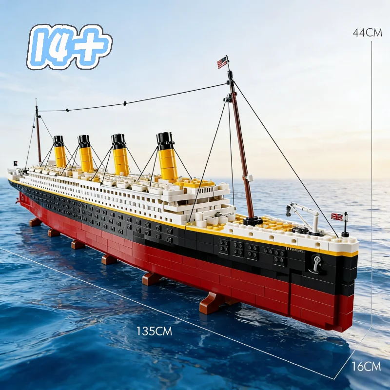 

IN STOCK 135CM Titanic Large Cruise Boat Ship Building Blocks Steamship FIT 10294 Ornament Bricks Toys Birthday Party Gifts