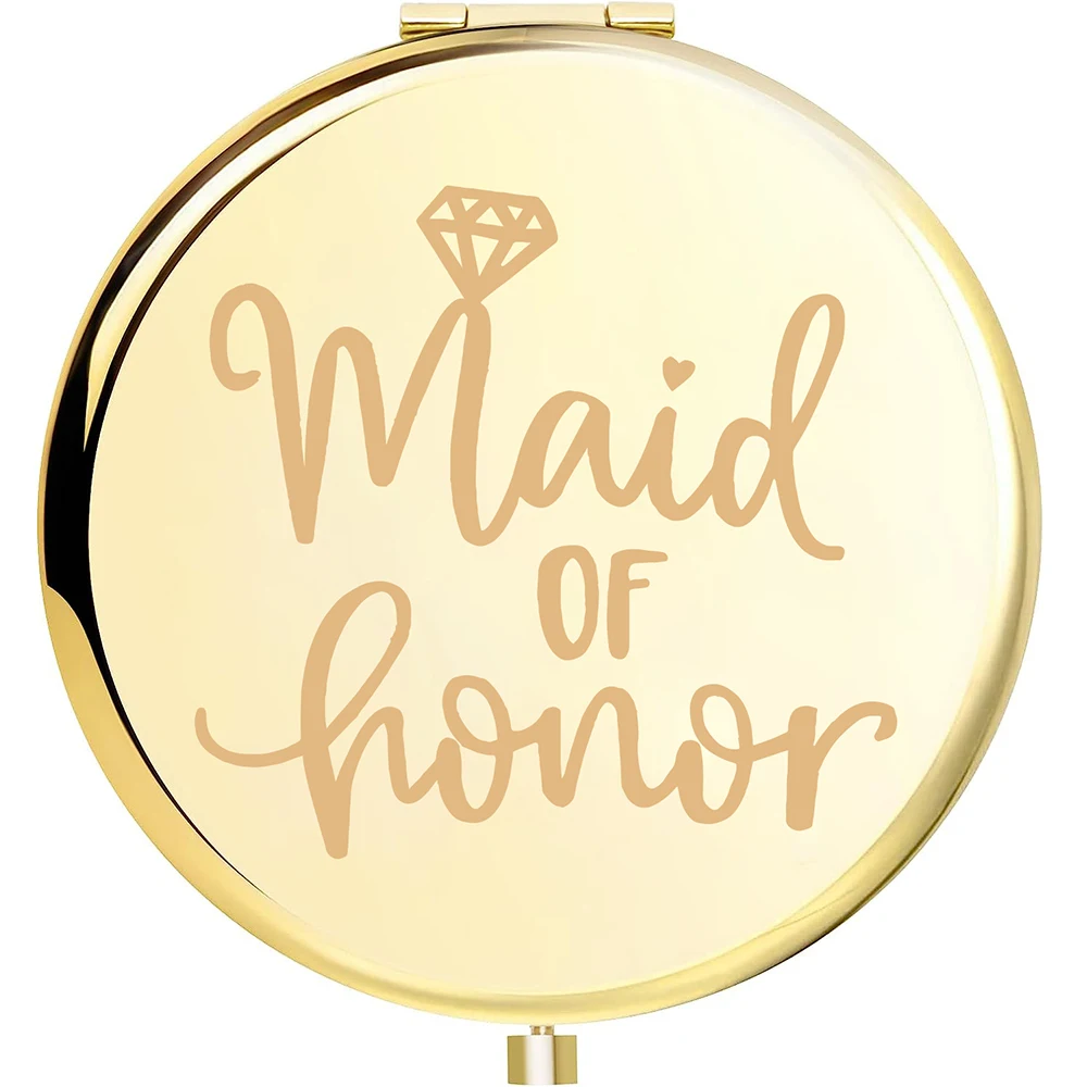 1pc Funny Diamond Love Custom Name Fold Mirror Round Circle Mirror Makeup Mirror Folding Mirror Birthday Gift Party Gift