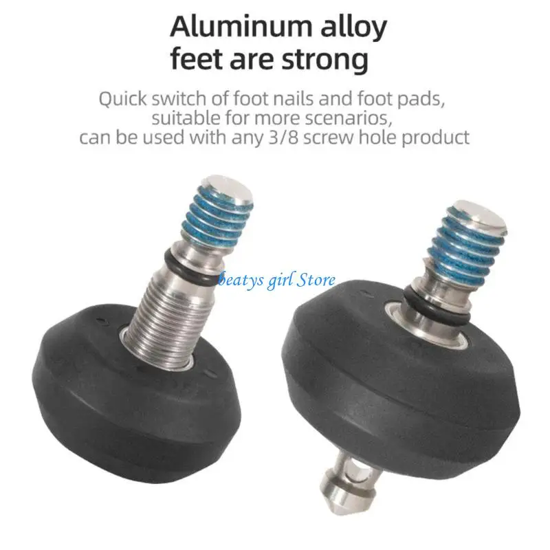

C7AB Adjustable 3/8 Tripod Foot Spikes Nonslip Pad for Camera Monopods and Live Broadcasts Easy Switching Included Tool