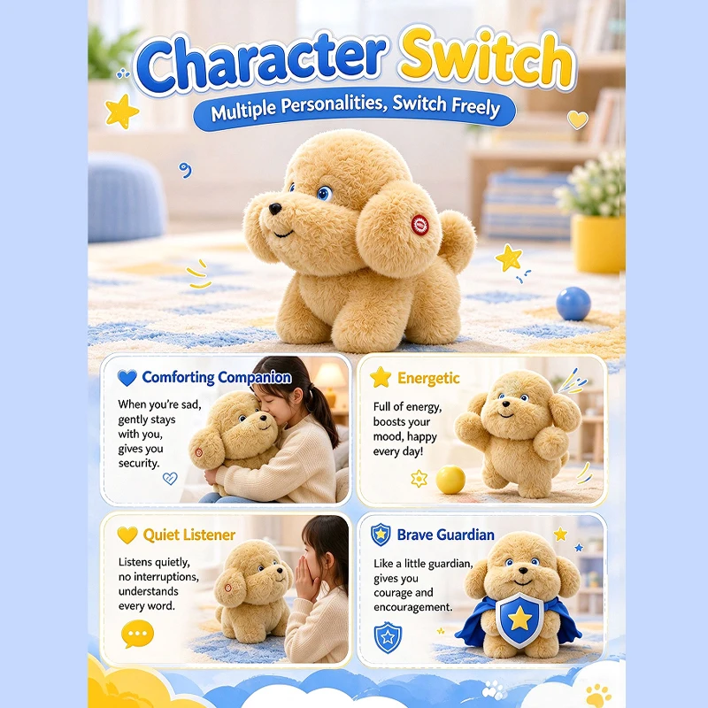 AI Dog Plush Doll Voice Interactive Companion Figure Sing Story‑Telling Talking Christmas gifts Fashion Desktop Ornament Decort