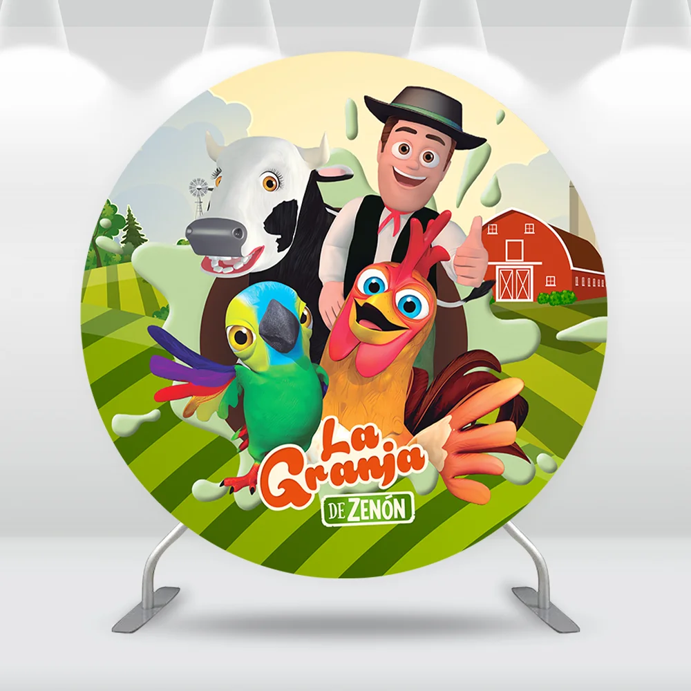 La Granja de Zenon детский день рождения круглый фон ферма сарай детский душ фон фотостудия торт стол баннер