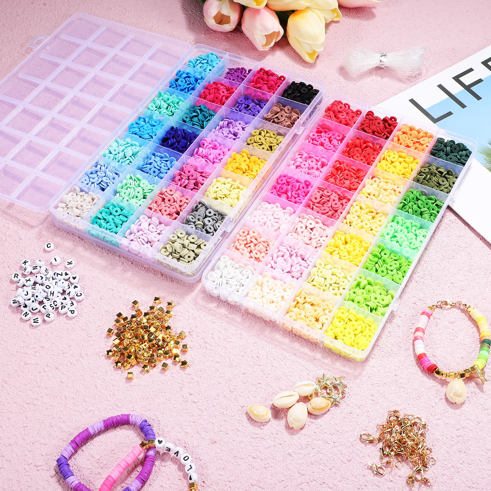 

1 set Bracelet Necklace Set Jewelry Making Kit Diy Clay Beads For Crafts Friendship Bracelet Earring Supplies Loose Polymer