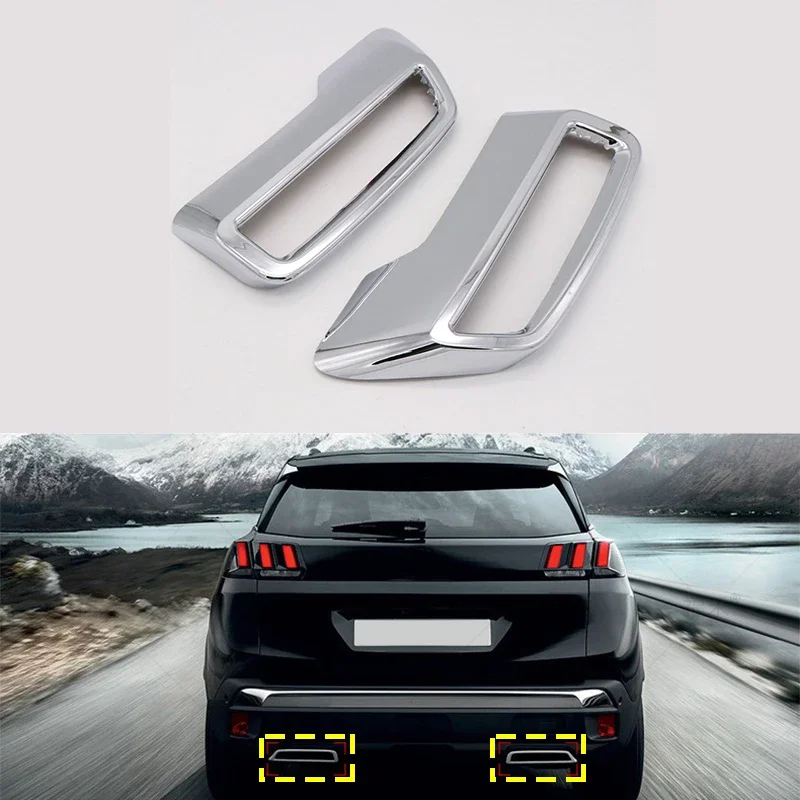 

For Peugeot 3008 5008 Gt Allure 2017 2018 2019 Car Accessories Cover Abs Chrome Exhaust Muffler Pipe Decoration Trim 3d Stickers