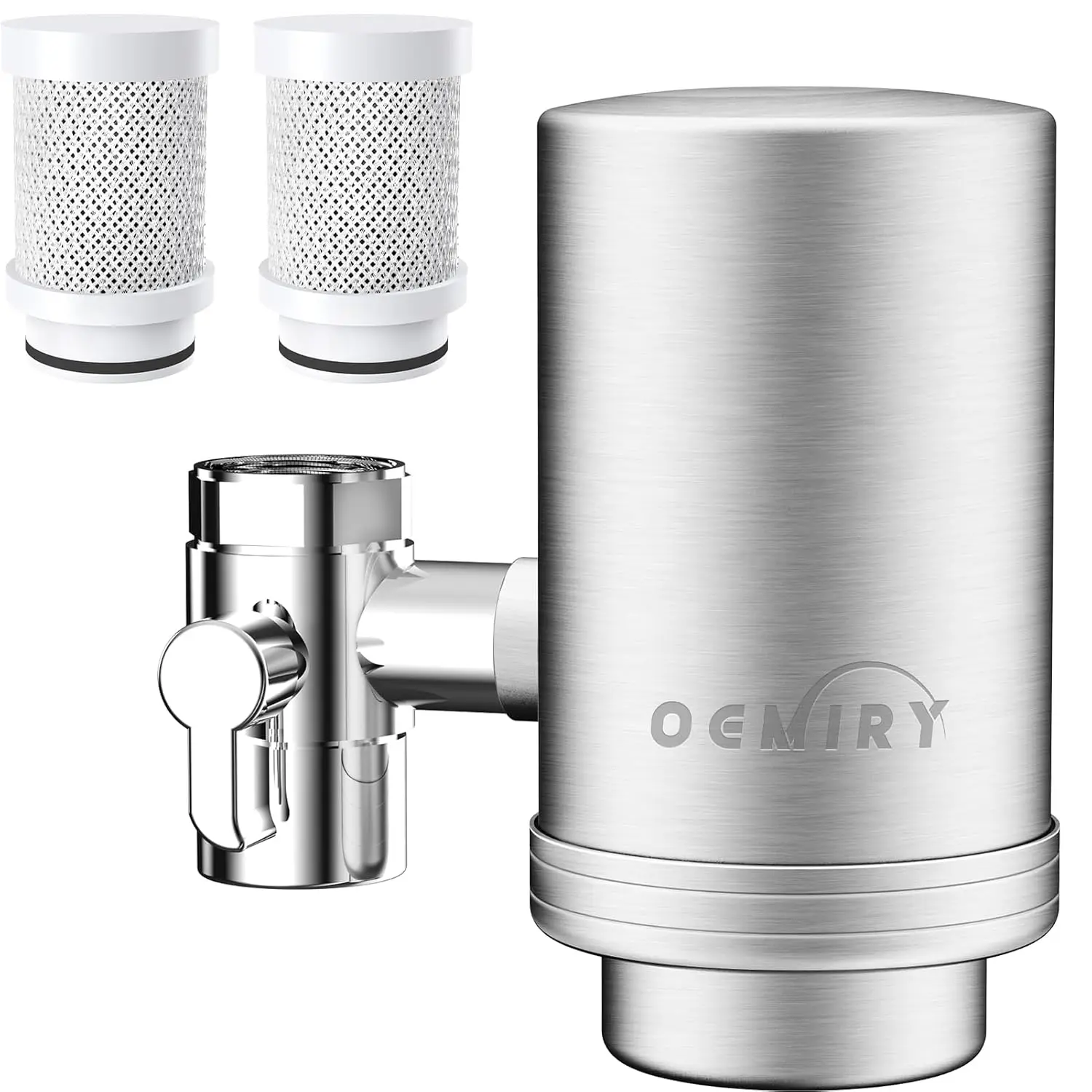 

304 Stainless Steel Sink Faucet Water Filter Purifier, Reduces Lead Chlorine Heavy Metals Bad Taste Odor, 2 Filters Included