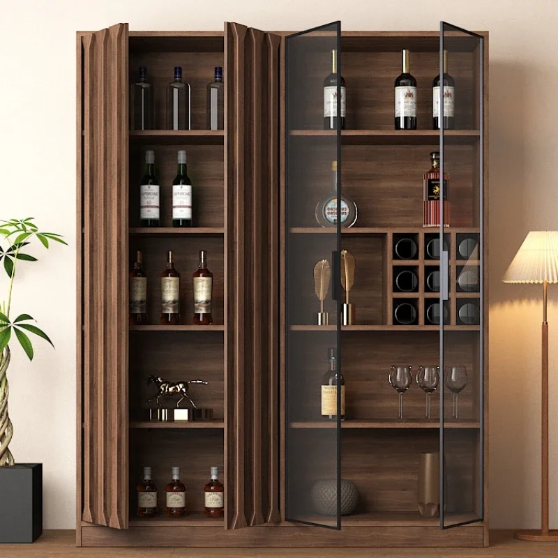 

Винный шкаф из орехового стекла, шкафчик для хранения, светлый роскошный шкаф для фигурок, боковой шкаф из массива дерева для гостиной