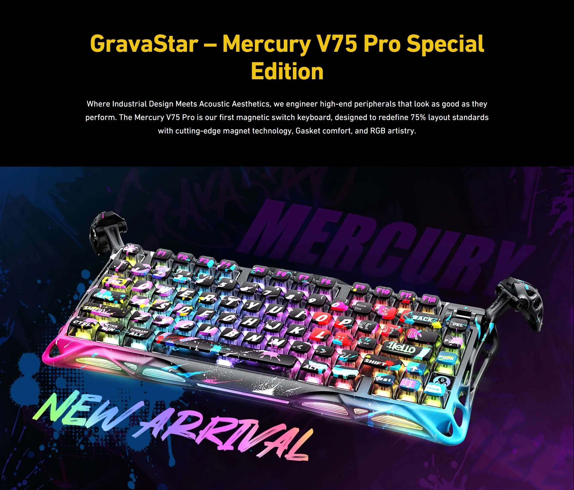 Gravity Planet V75 Pro Magnetic Switch Keyboard 8K Polling Gateron Jade LKP SOCD USB-C For Esports Desk Setup