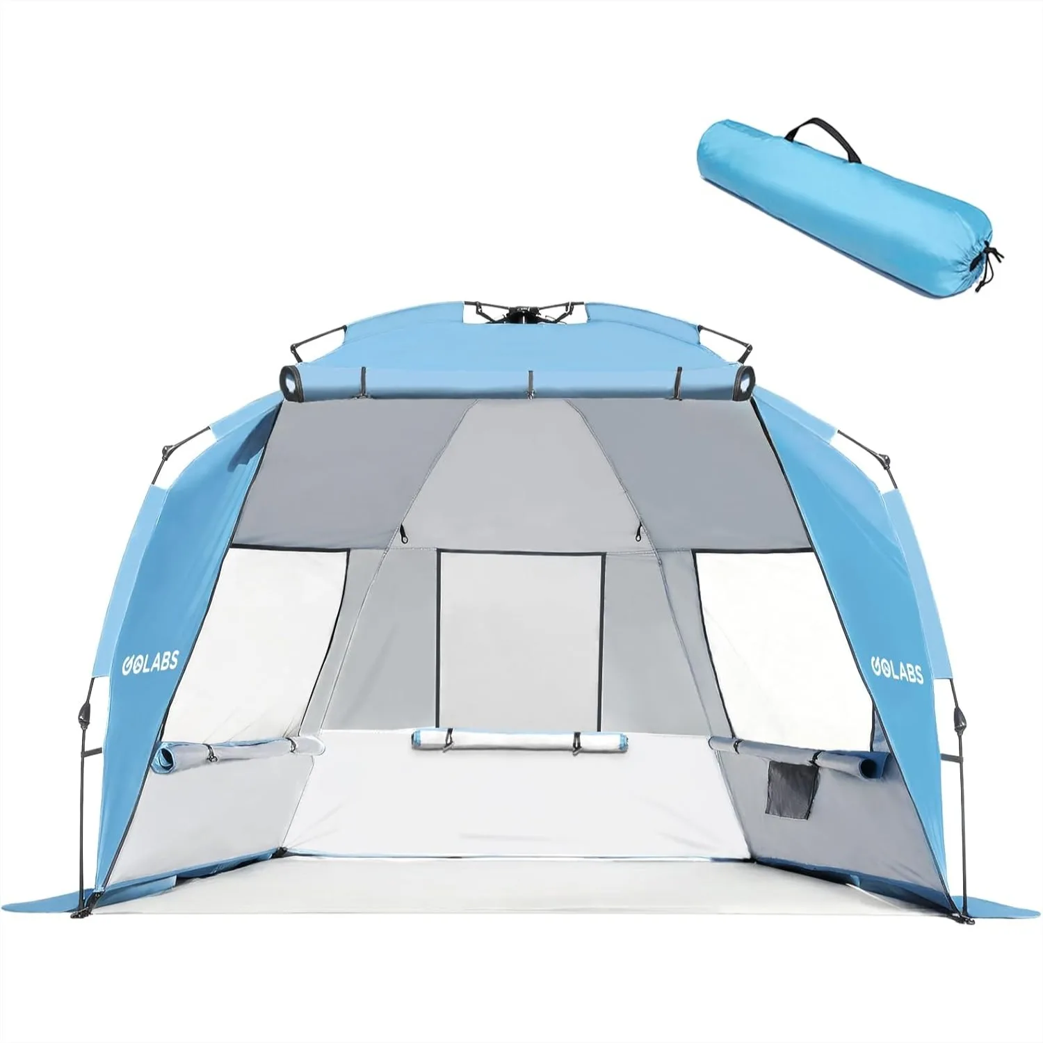 

Pop Up Beach Tent Sun Shelter for 3 Person, 1-Minute Setup with Pre-Attached Pole, Mesh Windows, Detachable Floor Mat, 7 lbs