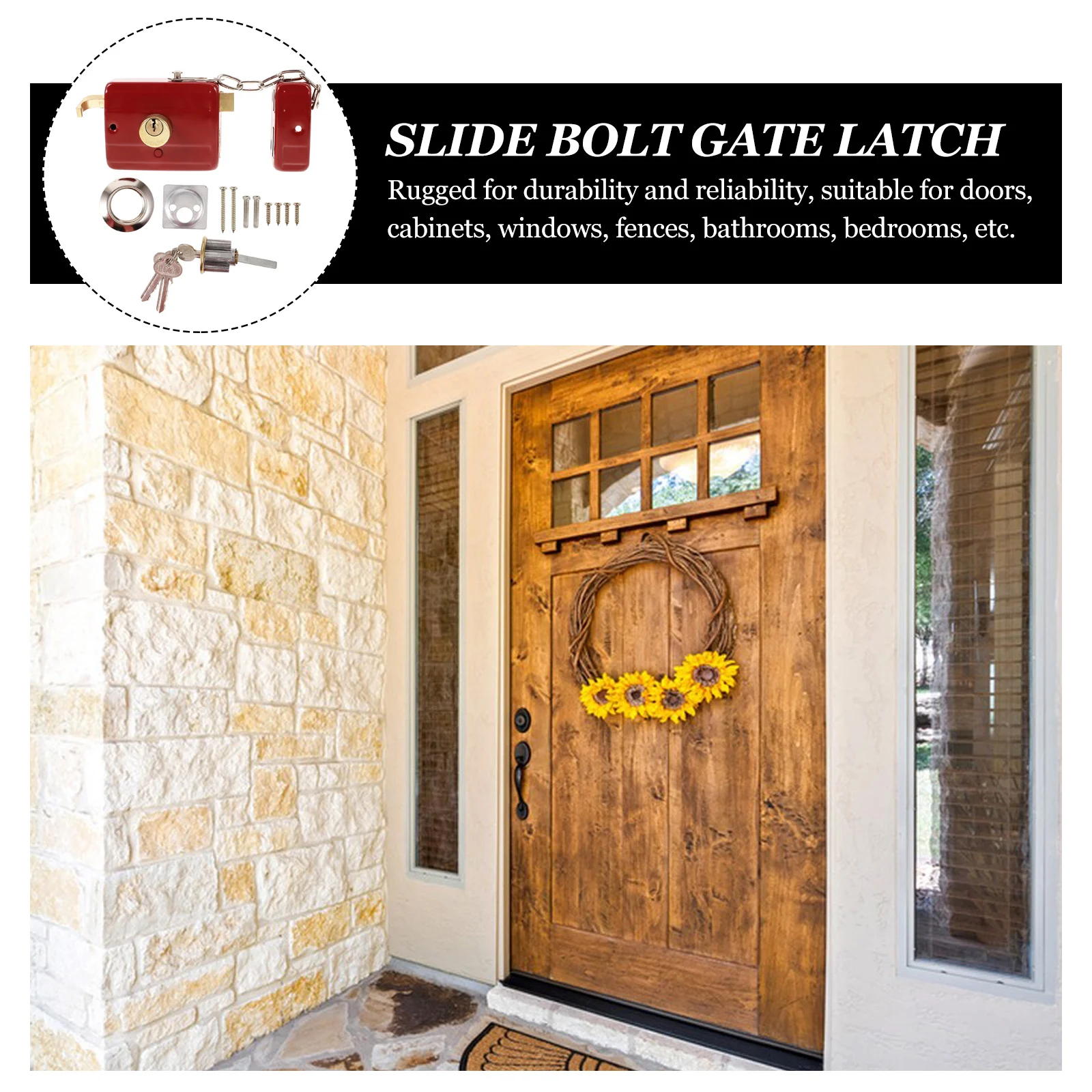 

Durable Steel Copper Door Bolt Sliding Door Lock Latch Reliable Flush Bolt Gate Latch for Bathroom Bedroom Garden Kitchen