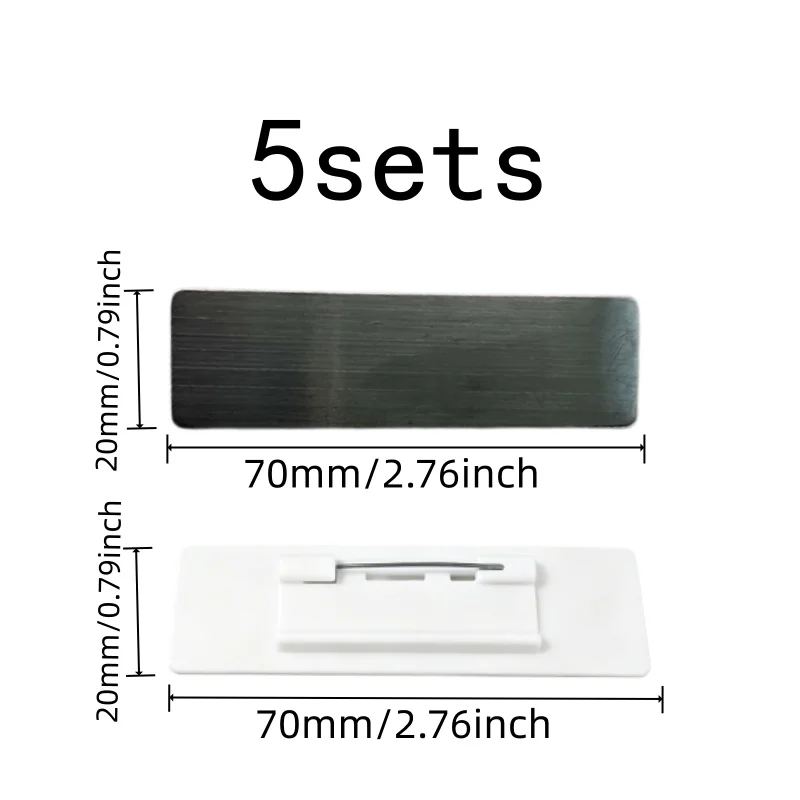 5 pcs Name Tag Brooches for Event Staff Badges, Smooth Writable Area, Metal Pin Backing, also fits School Conference Pins