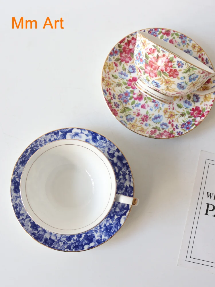

Retro Floral Bone China Light Coffee Cup Cup and Saucer Set British Afternoon Tea Cup