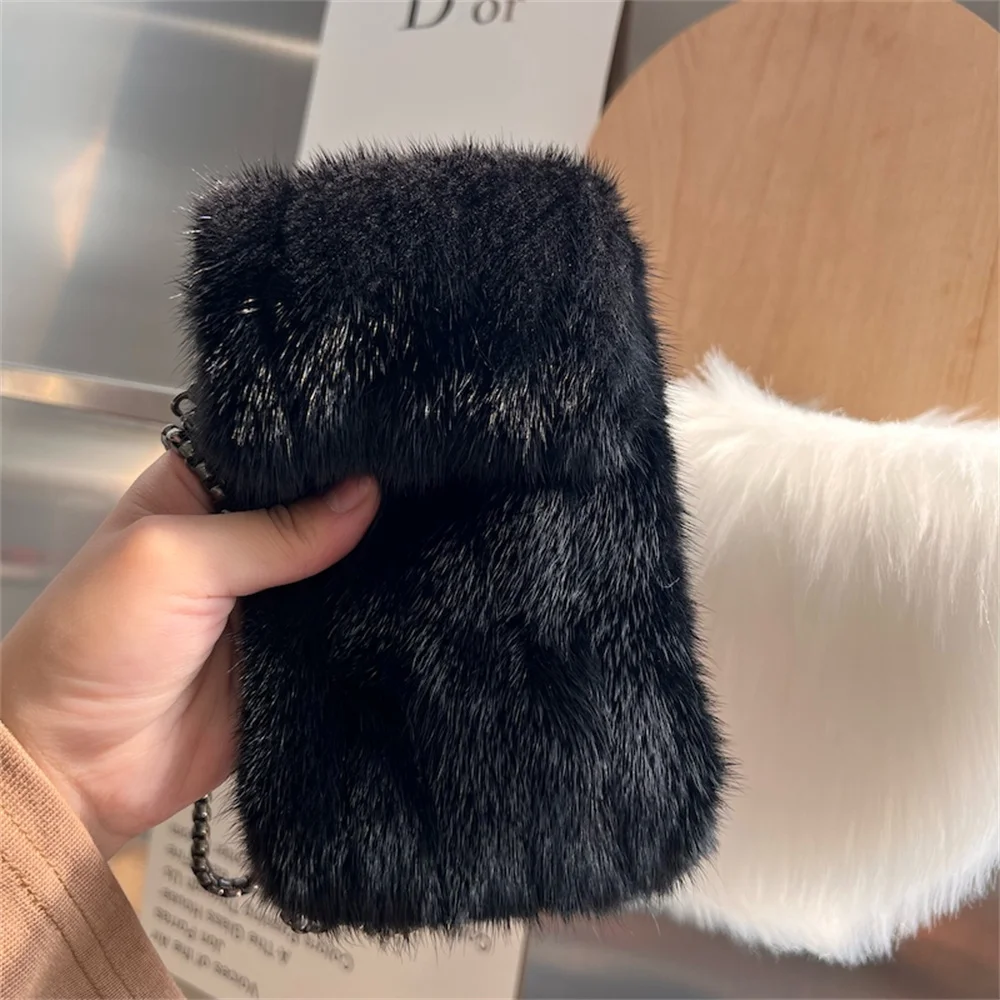 2024 Designer Luxury Mobile Phone Bag Women Crossbody Mini Bag Purses Fashion Mink Fur Bags For Woman Neck Hanging Femimime Bag