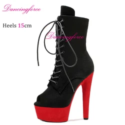 Sexy 15cm 6 pollici discoteca spogliarellista stivaletti tacco alto Fetish Peep Toe Gothic Exotic Women Crossdress Pole Dance Shoes