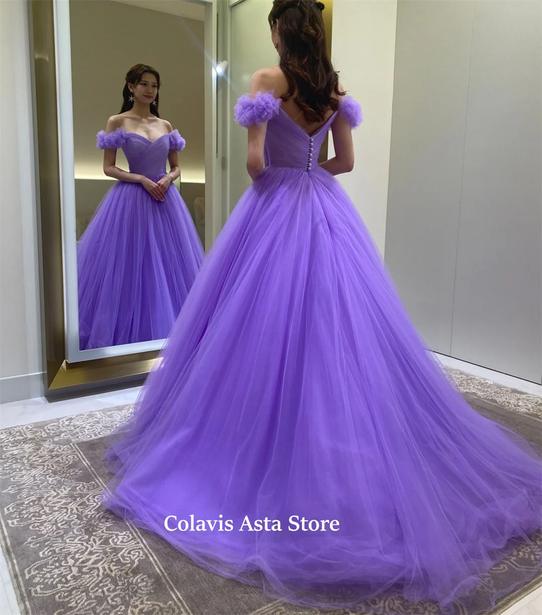 Japan Style Prom Dress Korea Off the Shoulder Tulle Wedding Evening Dresses Customized Performance Party Dress Evening Gowns