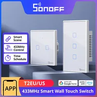SONOFF T2 UE/EE. UU. Interruptor inteligente de pared 433Mhz RF Control remoto Wi-Fi táctil escena inteligente a través de la aplicación eWeLink funciona con Alexa Google Home