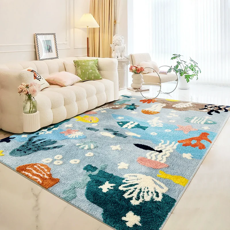 Cartoon Blue Ocean Carpet Kids Room Home Soft Rugs For Bedroom Decor Tufted Children Crawling Tatami Floor Mat Nordic Area Rug