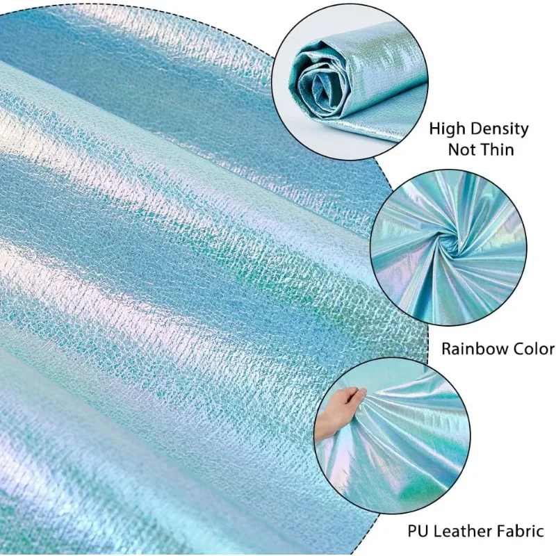 1 Yard Iridescent Fabric Shimmer Sewing Crafting Aquamarine Blue Holograhic Fabric Costume Stage Performance Fabric