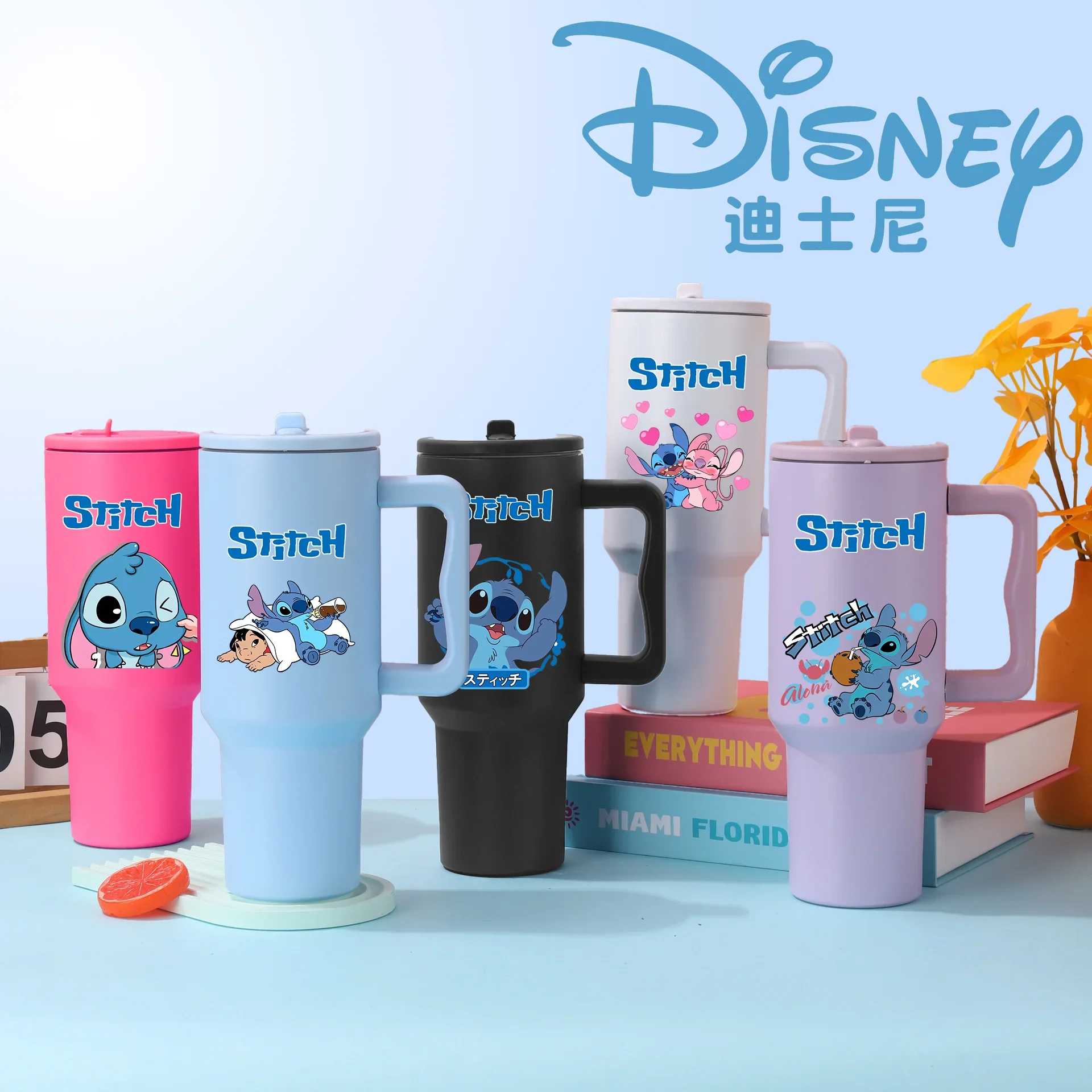 Disney Stitch 2024 new 40oz car cup 304 stainless steel insulated cup double-layer vacuum outdoor car cup stra wberry bear lotso