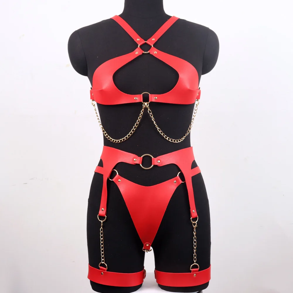 Adjustable Leather Lingerie Set Adult Bondage Wea Nightclubs Alternative Bondag…