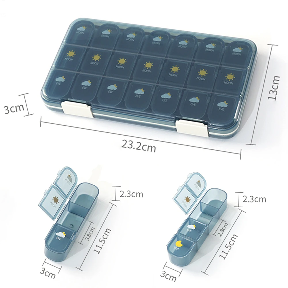 21/28Grid Pill Box Large Capacity Pill Box Pill Medicine Storage Pill Box Weekly Vitamin Organizer Pastillero Moisture Resistant