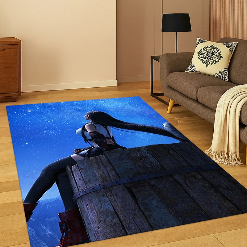 Final Fantasy Games Cloud Tifa Sephiroth Carpet Rug for Bedroom Living Room Sofa Playroom Doormat Home Decor,Area Rug Non-slip