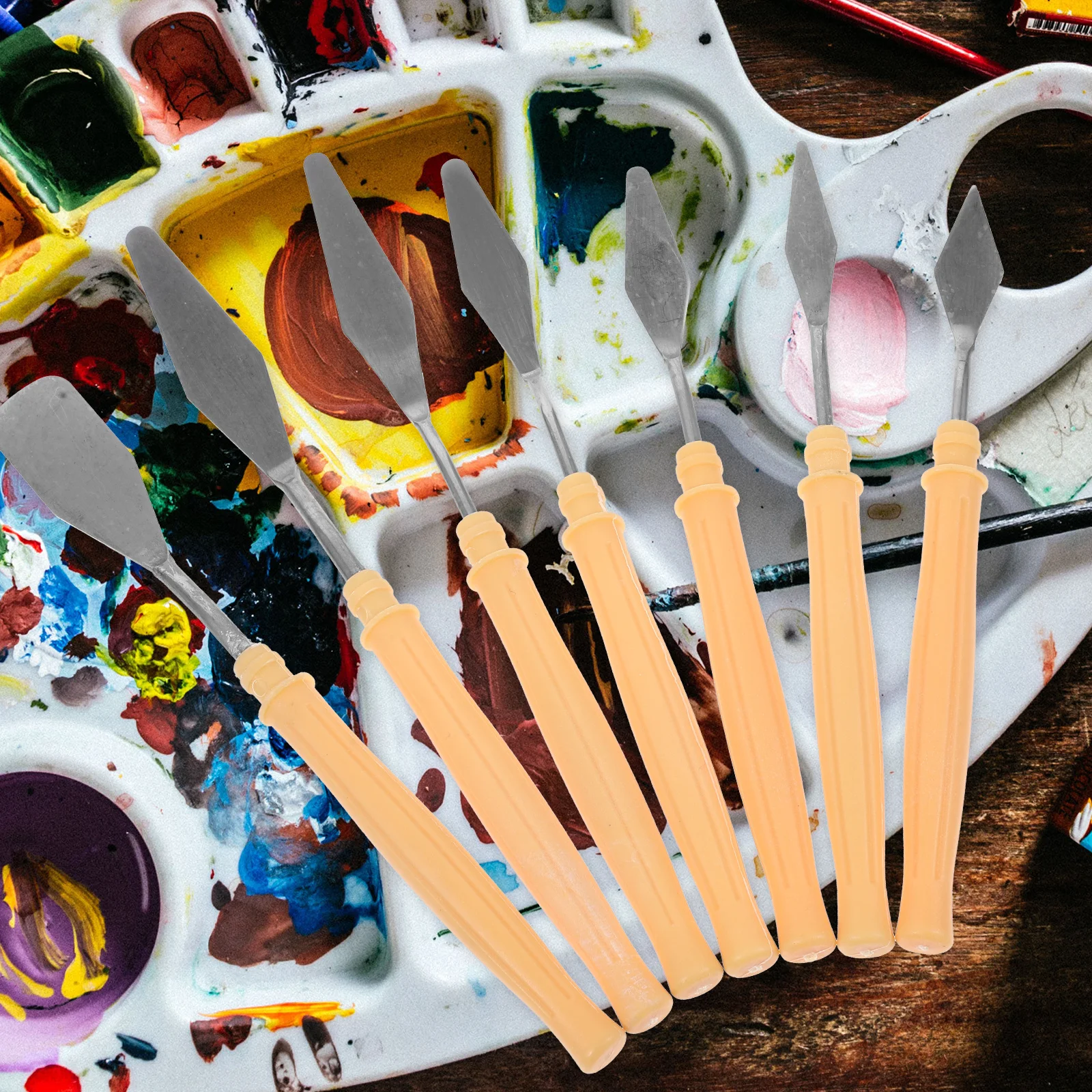 

7Pcs Professional Artist Paint Spatulas for Oil Canvas Pigment Color Blending Painting Scrapers Painting Art Spatulas