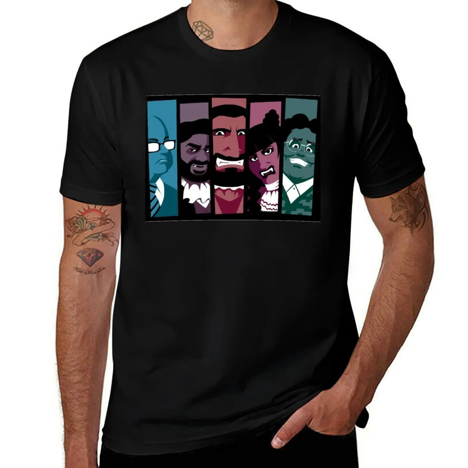 What We Do in the Shadows Color blocks T-Shirt Gym Wear Breathable Short Sleeve Tee T-Shirt