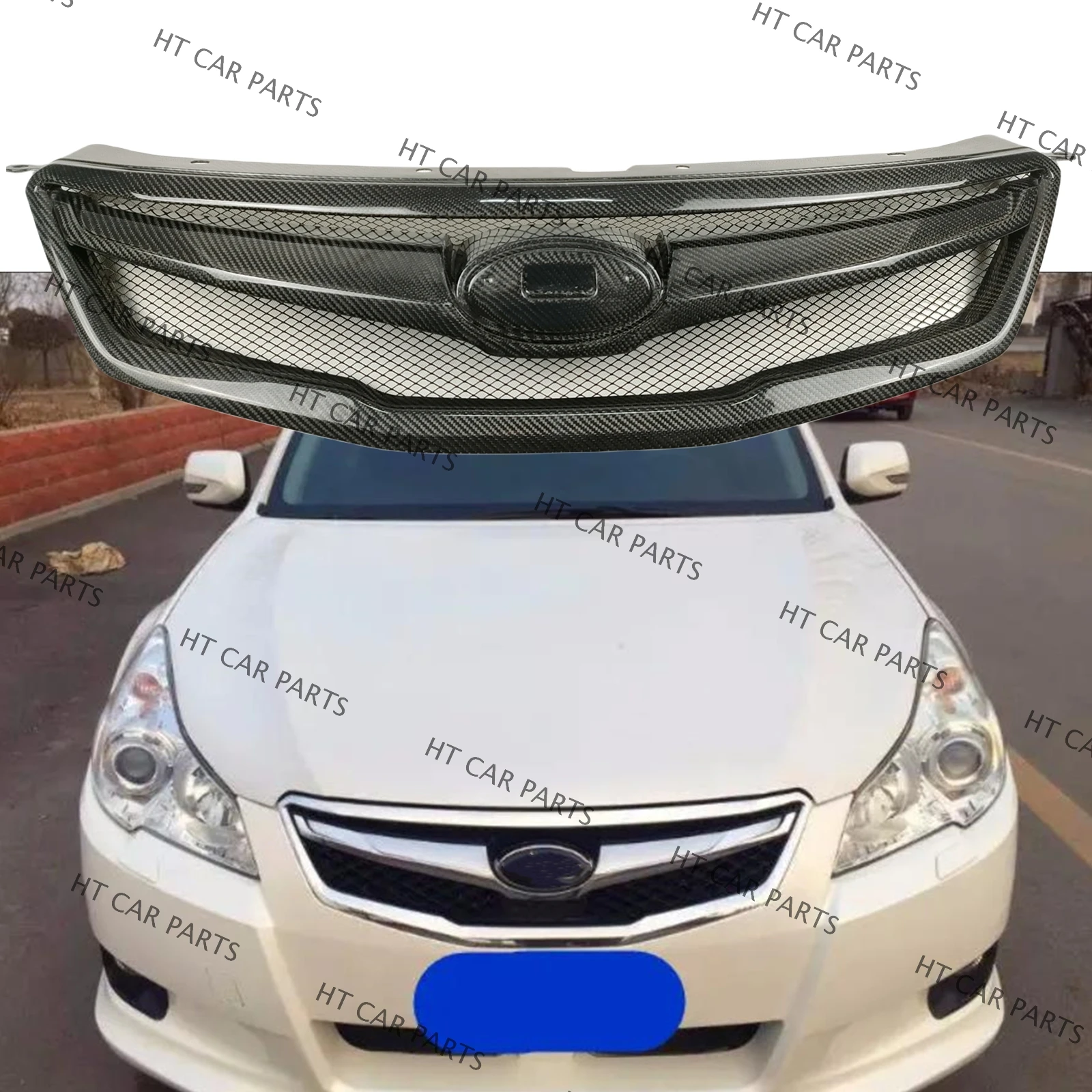 For Subaru Legacy 2009-2012 2009 2010 2011 2012 1PCS Carbon Fiber Black of Front Bumper Grille Grill