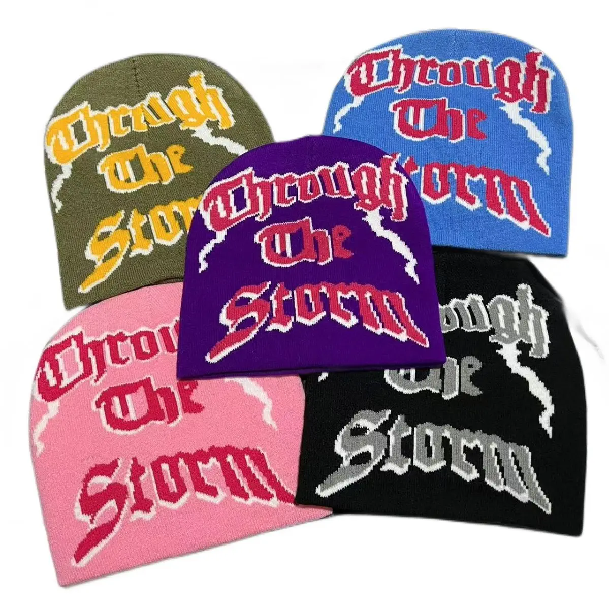 Embroidery  Knitted Winter Hats Graphic Unisex Jacquard Beanie