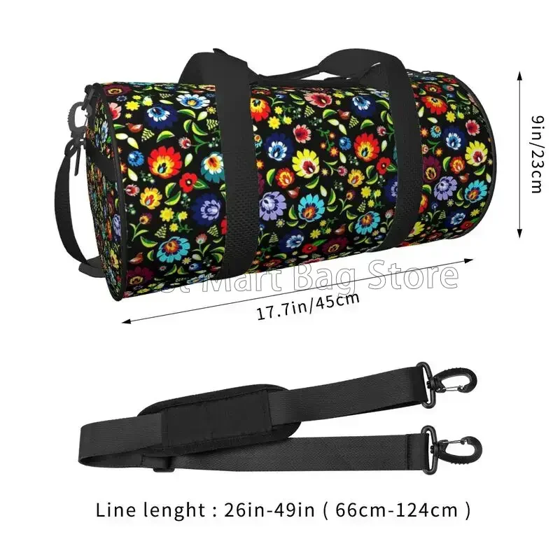 Polish Polish Floral Folk Art Flower Duffel Travel Bag, Weekender, Overnight Bagages, Waterproof Bag for Travel, dehors Gym, Yoga