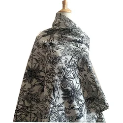 100X150CM Jacquard Embroidery Fabric Jungle Animals Tigers Printed Black White Cloth Handmade DIY Bags Hats Clothing