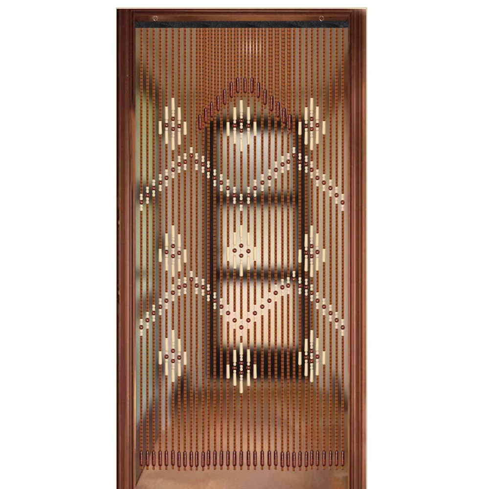 31 Lines Bamboo Beaded Curtain 35 x 69In Natural Hanging Door Room Divider for Porch Doorways Bedroom Living Room