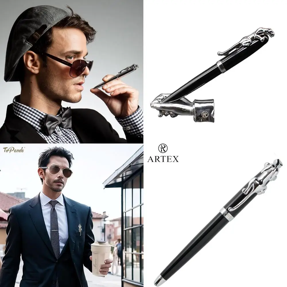 

Elegant German Fountain Pen: Luxury F-Nib, Ideal Gift for Men & Women, Professional Use, Metal with Black/Silver Leopard Design,