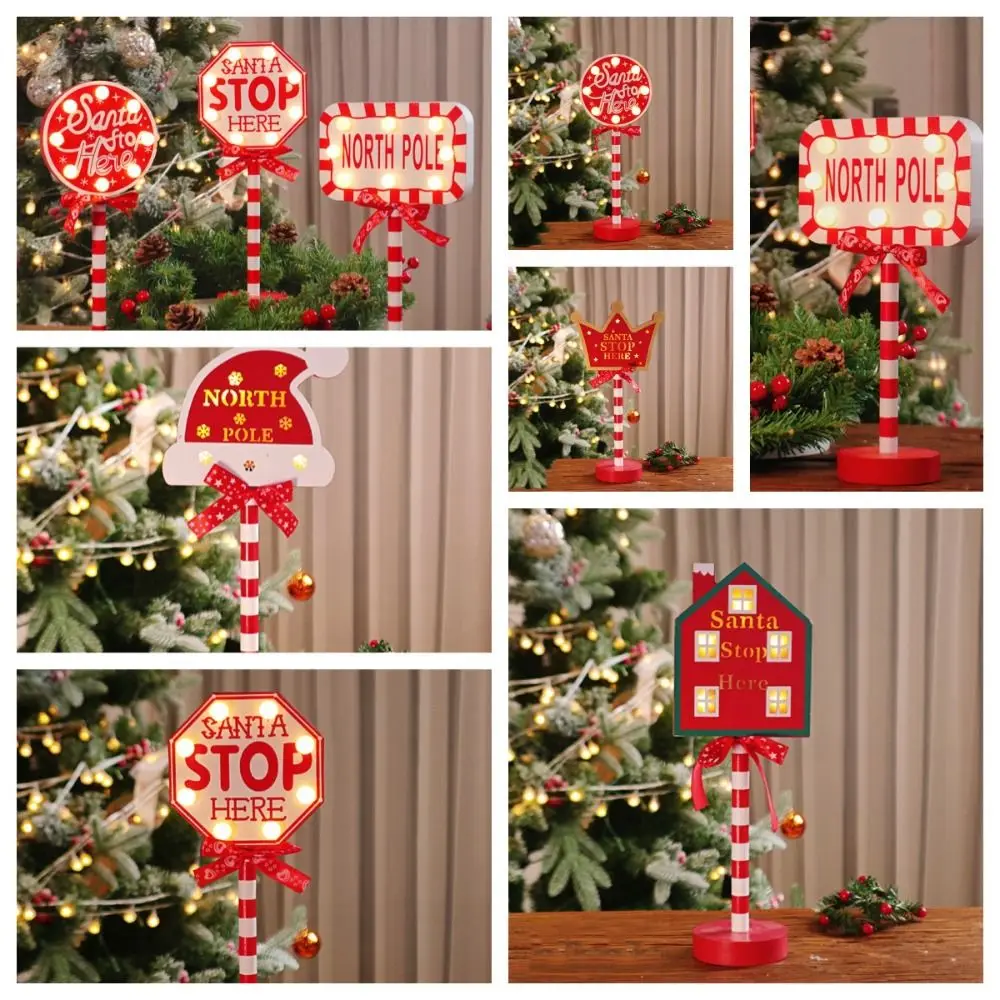 Colorido LED Natal Madeira Night Lamp, Neon Road Sign Light, Stop Letter, Atmosfera Light, Xmas Ornamento