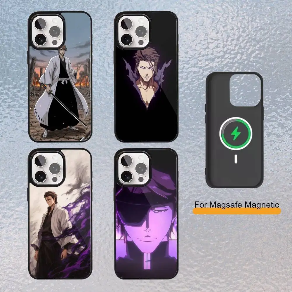 

Bleach Anime Aizen Phone Case For iPhone Magsafe Magnetic 17,16,15,14,13,12,11 Wireless Charging cover