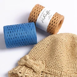 150g/set Flat Raffia Yarn Natural for Knitting Crochet Summer Hat Bag Slipper Cup Cover Diy Light Soft Wearable Thread Blue Pink