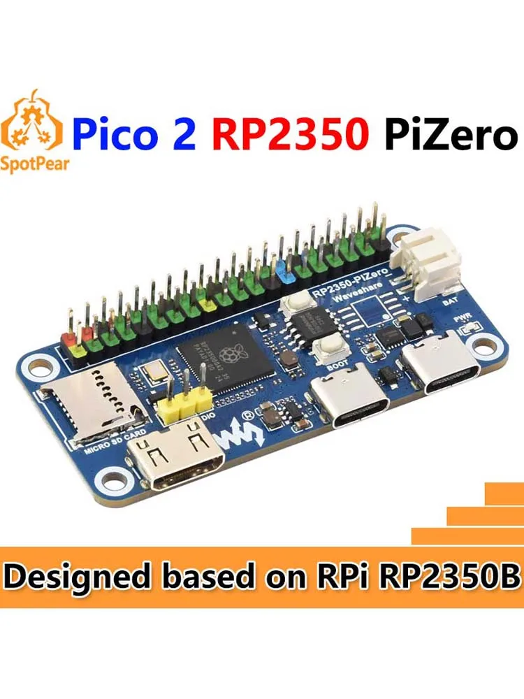 Waveshare RP2350-PiZero RP2040-PiZero Raspberry Pi Pico 2 RP2350B RP2350-PiZero Płytka Rozwojowa PSRAM DVI do HDMI — zdjęcie 2