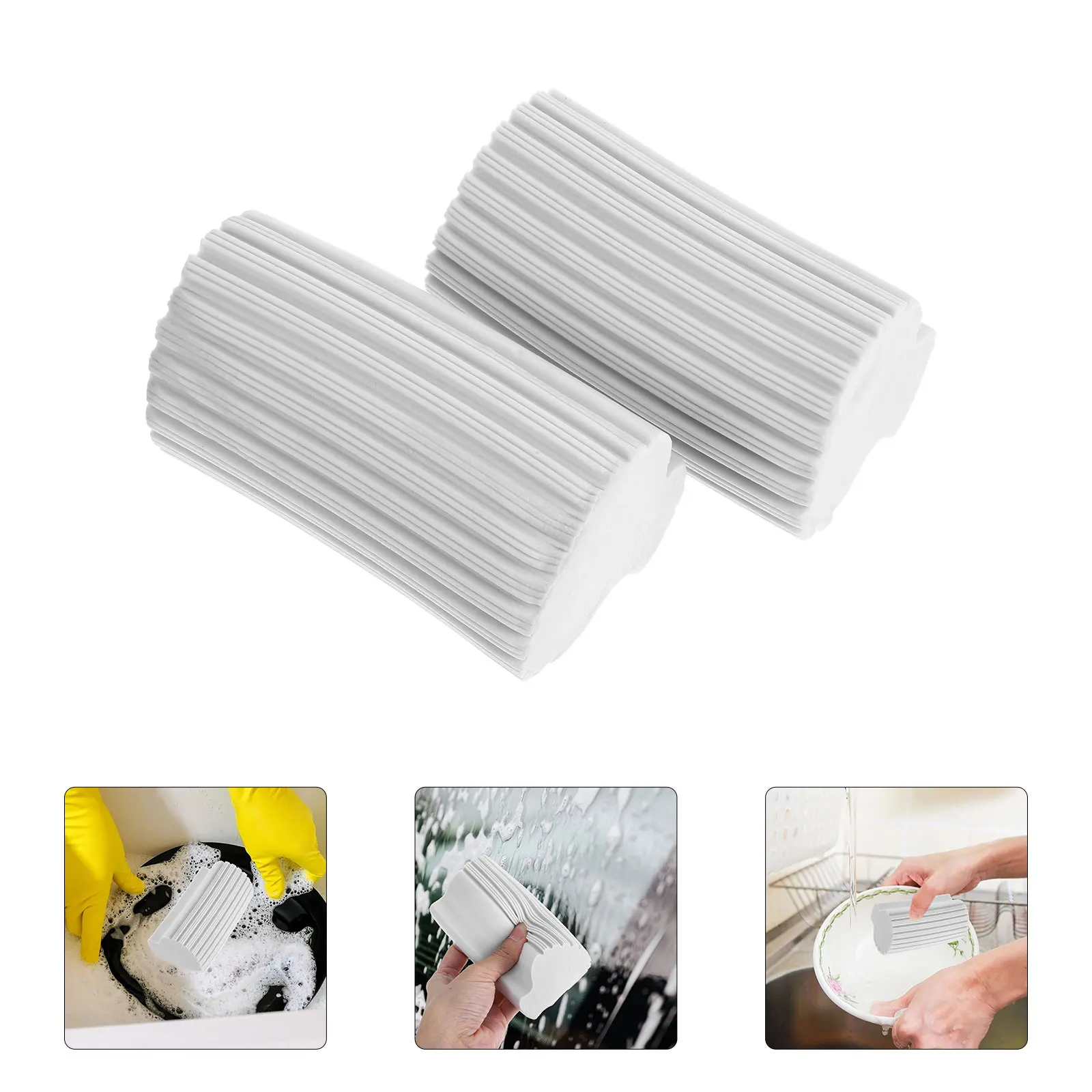 2pcs Reusable Cleaning Sponge Multi-Functional Dishwashing Car Washing Baseboard Window Grooves Scrubber Duster