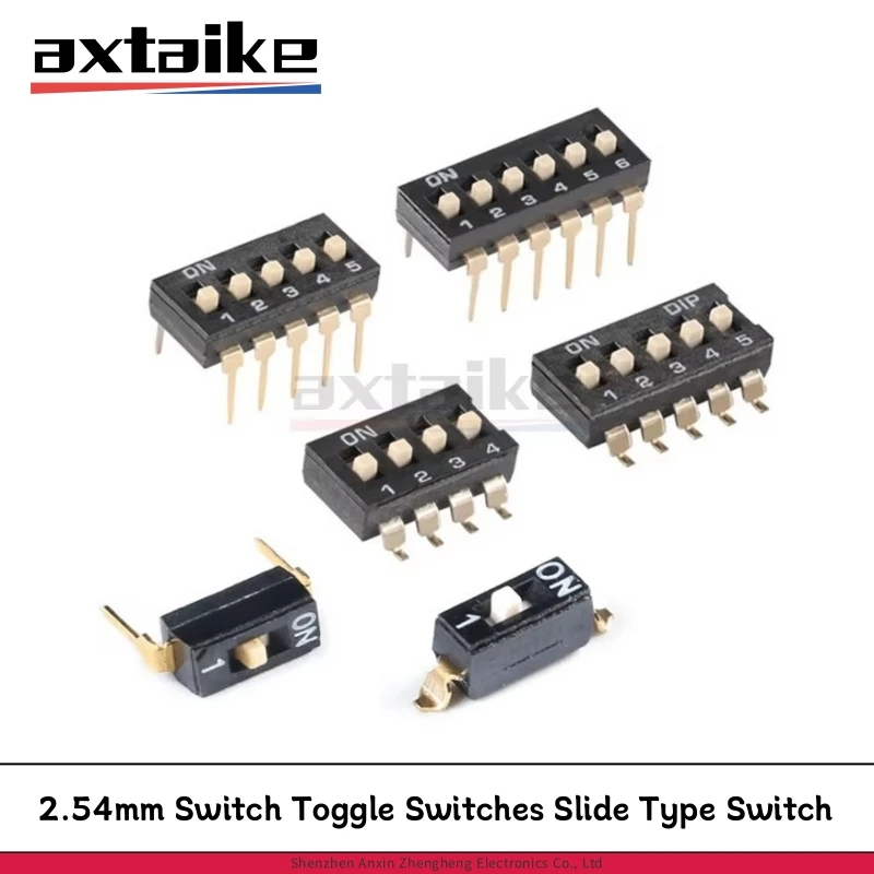 10PCS 2.54mm Switch Toggle Switches Slide Type Switch 1P 2P 3P 4P 5P 6P 8P 10P Bit Black Dial Switches SMD DIP Encoding Switch